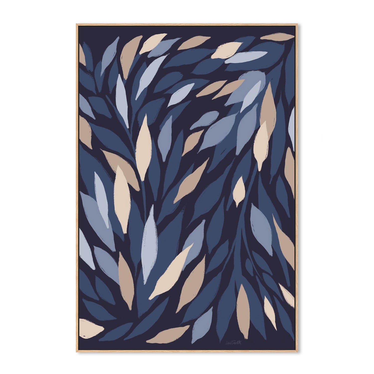 wall-art-print-canvas-poster-framed-Leafy Lines Dark Plain-4