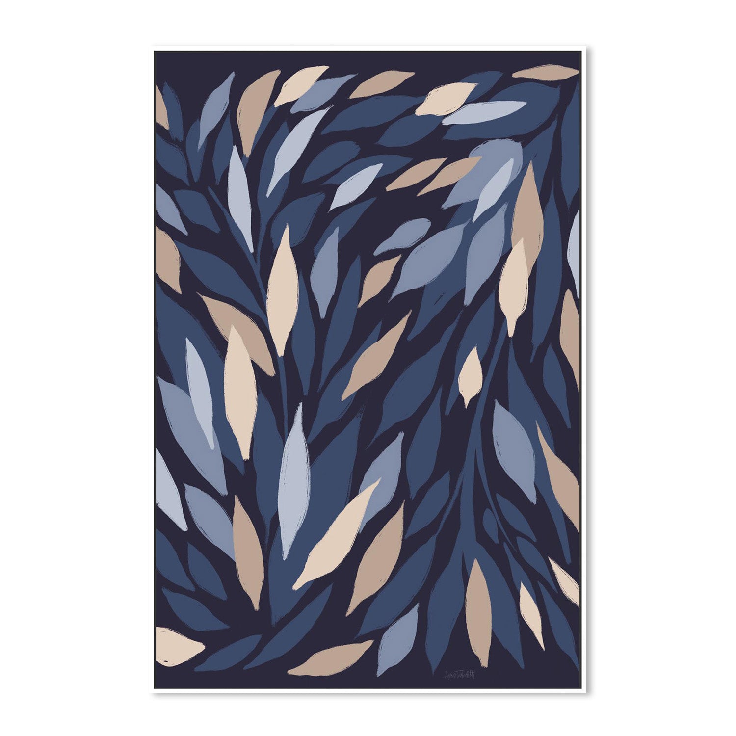 wall-art-print-canvas-poster-framed-Leafy Lines Dark Plain-5