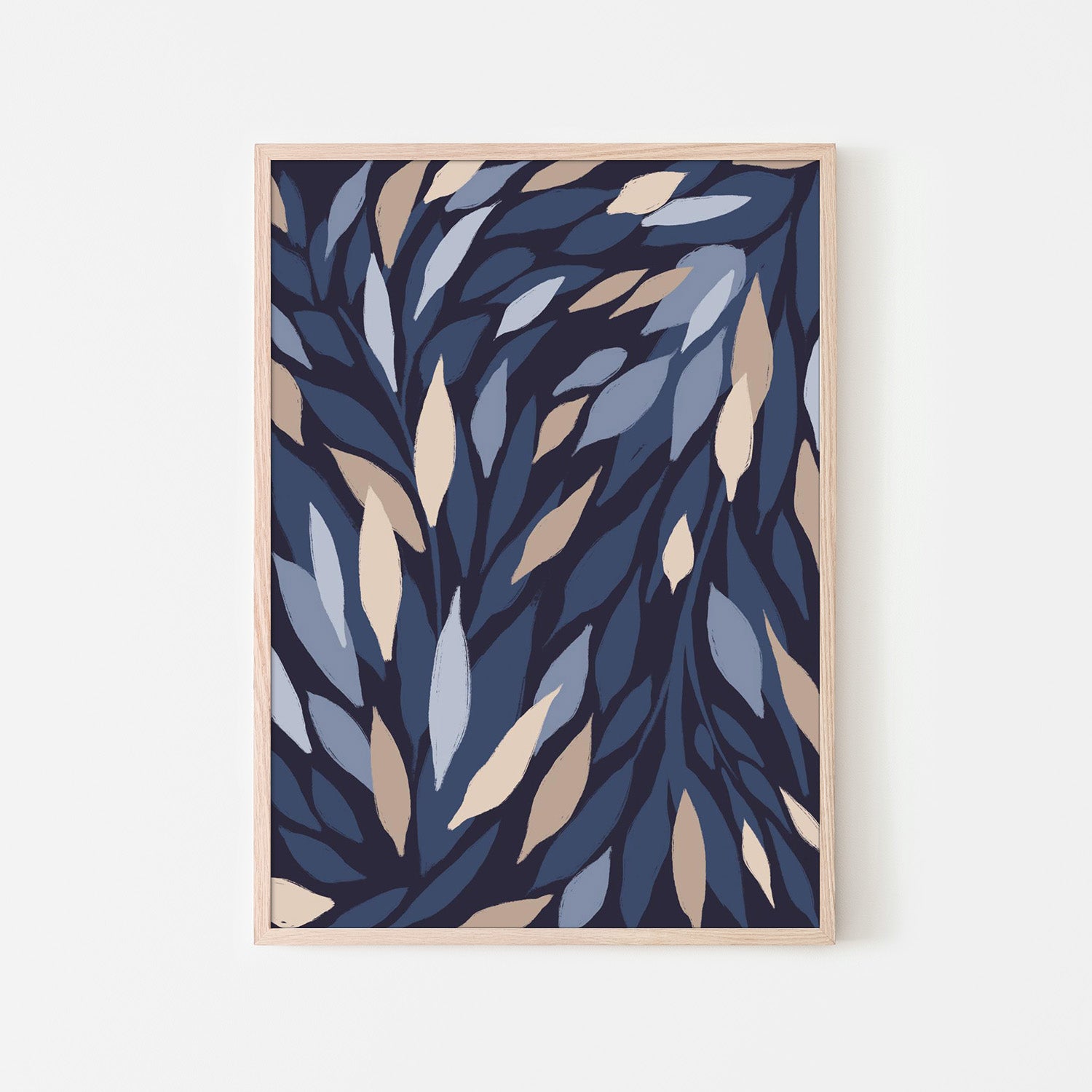 wall-art-print-canvas-poster-framed-Leafy Lines Dark Plain-6