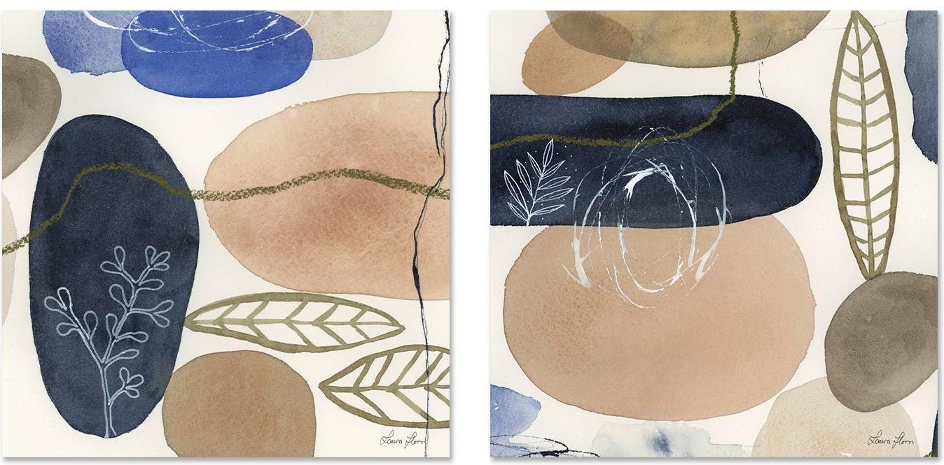 wall-art-print-canvas-poster-framed-Leaves and Stones, Set of 2-by-Laura Horn-Gioia Wall Art