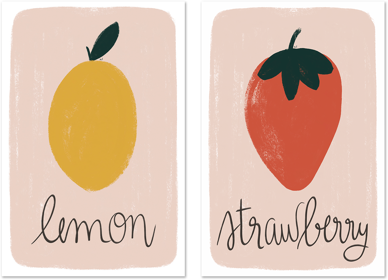 wall-art-print-canvas-poster-framed-Lemon and strawberry, Set Of 2 , By Menina Lisboa-1