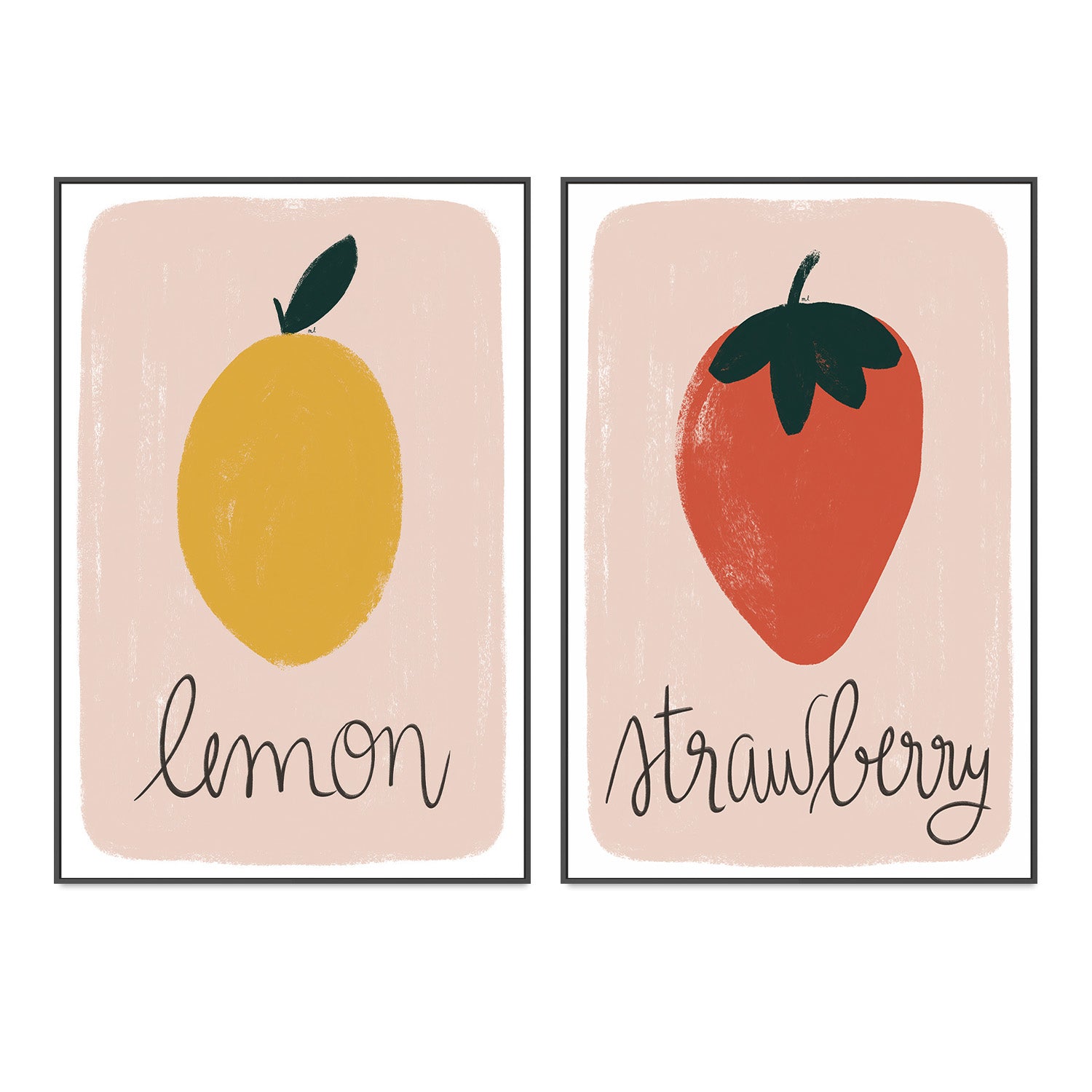 wall-art-print-canvas-poster-framed-Lemon and strawberry, Set Of 2 , By Menina Lisboa-3