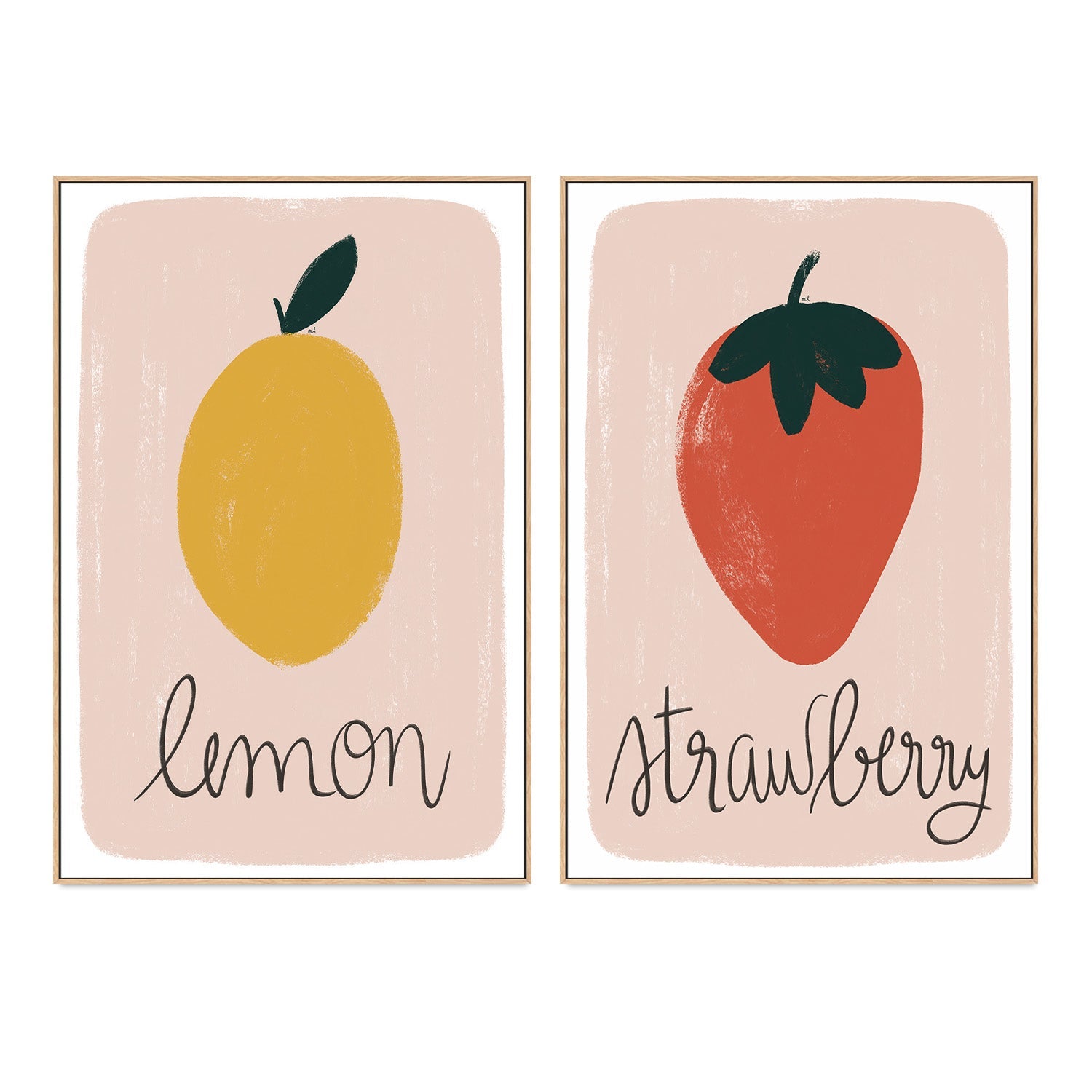 wall-art-print-canvas-poster-framed-Lemon and strawberry, Set Of 2 , By Menina Lisboa-4