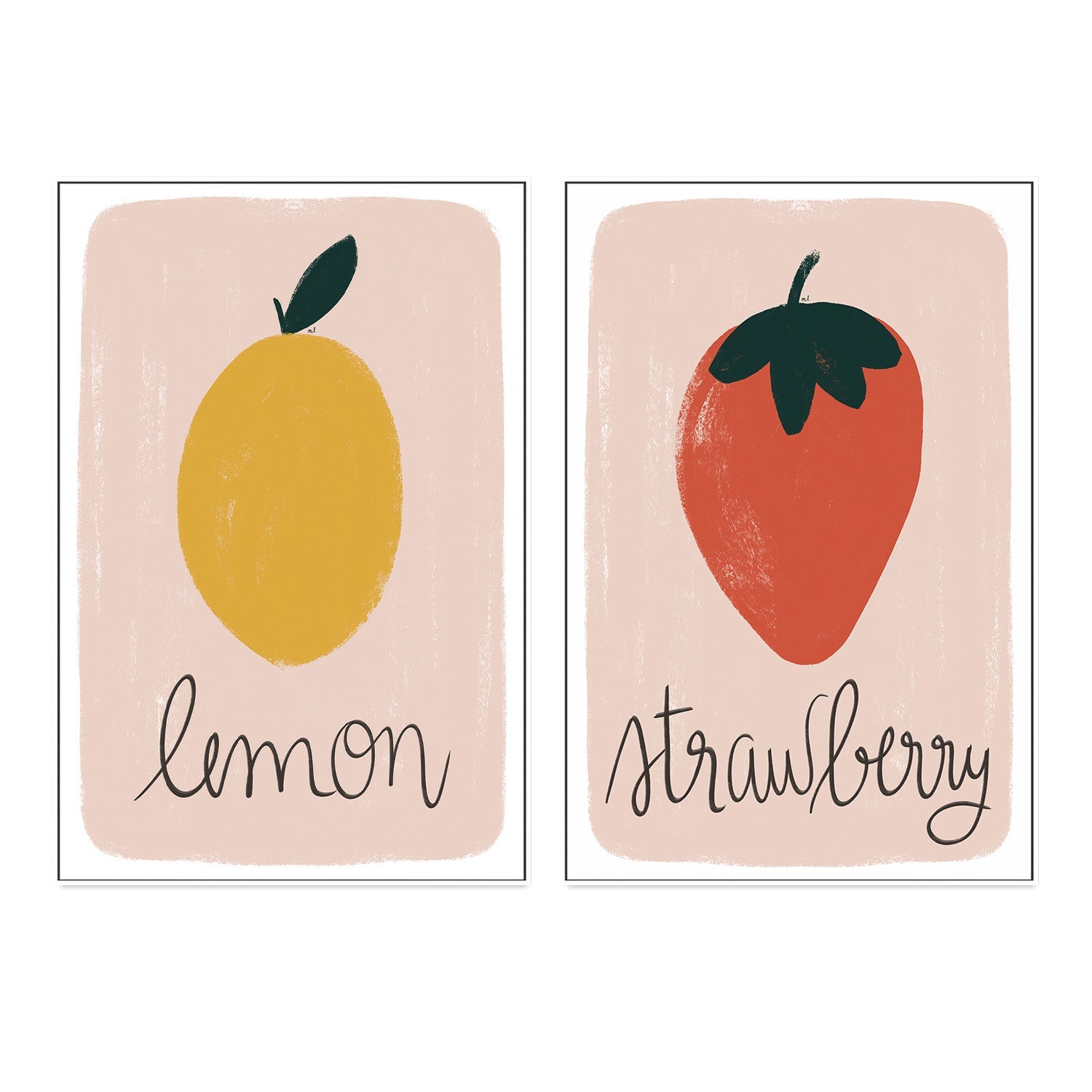 wall-art-print-canvas-poster-framed-Lemon and strawberry, Set Of 2 , By Menina Lisboa-5