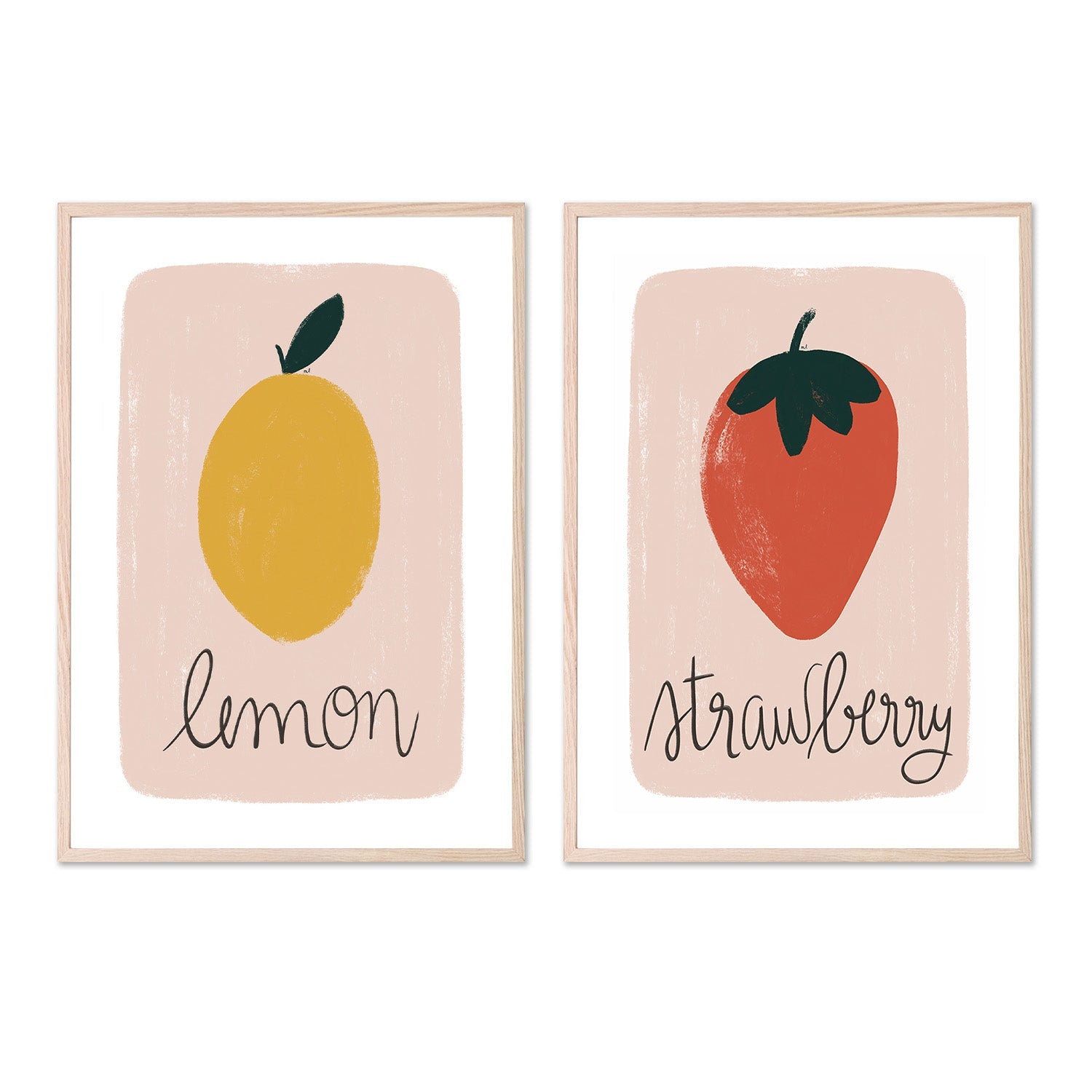 wall-art-print-canvas-poster-framed-Lemon and strawberry, Set Of 2 , By Menina Lisboa-6