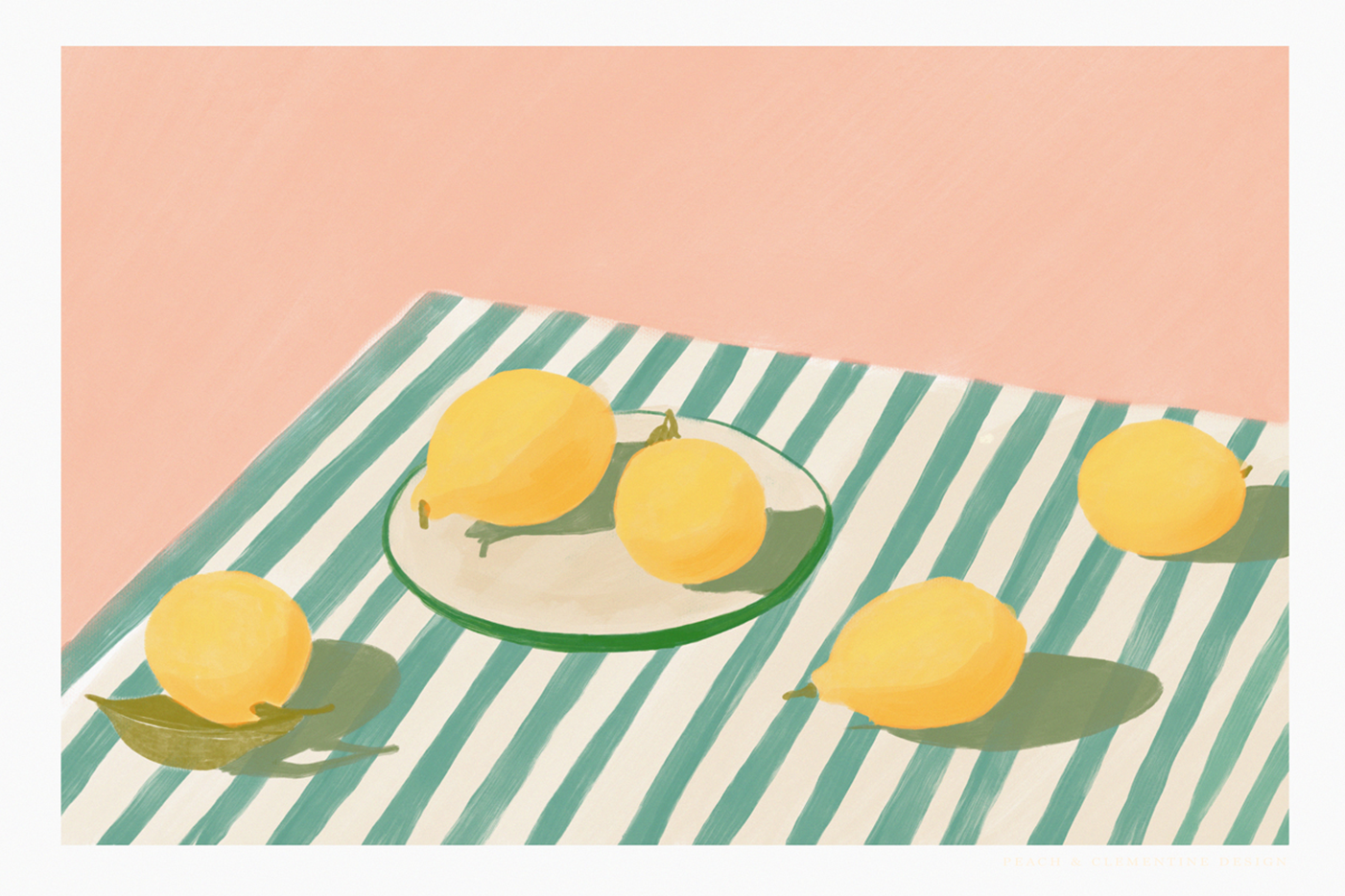 wall-art-print-canvas-poster-framed-Lemons and Stripes-1