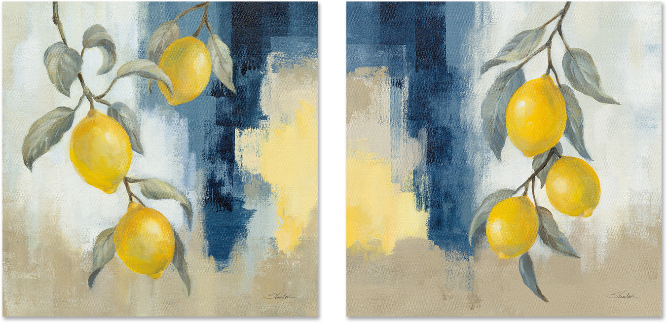 wall-art-print-canvas-poster-framed-Lemons From the South, Style A & B, Set Of 2 , By Silvia Vassileva-1