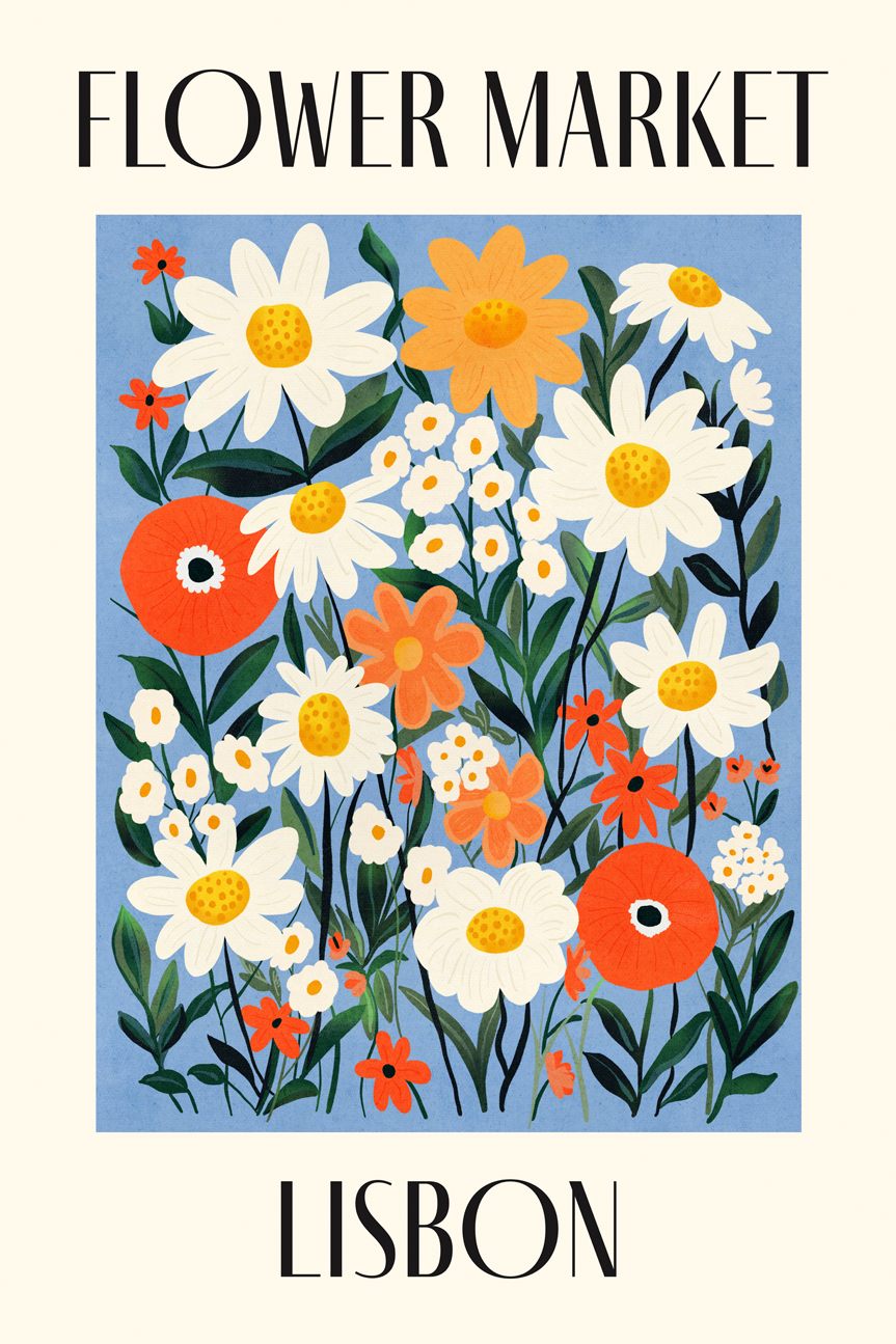 wall-art-print-canvas-poster-framed-Lisbon Flower Market , By Lia Nell-1