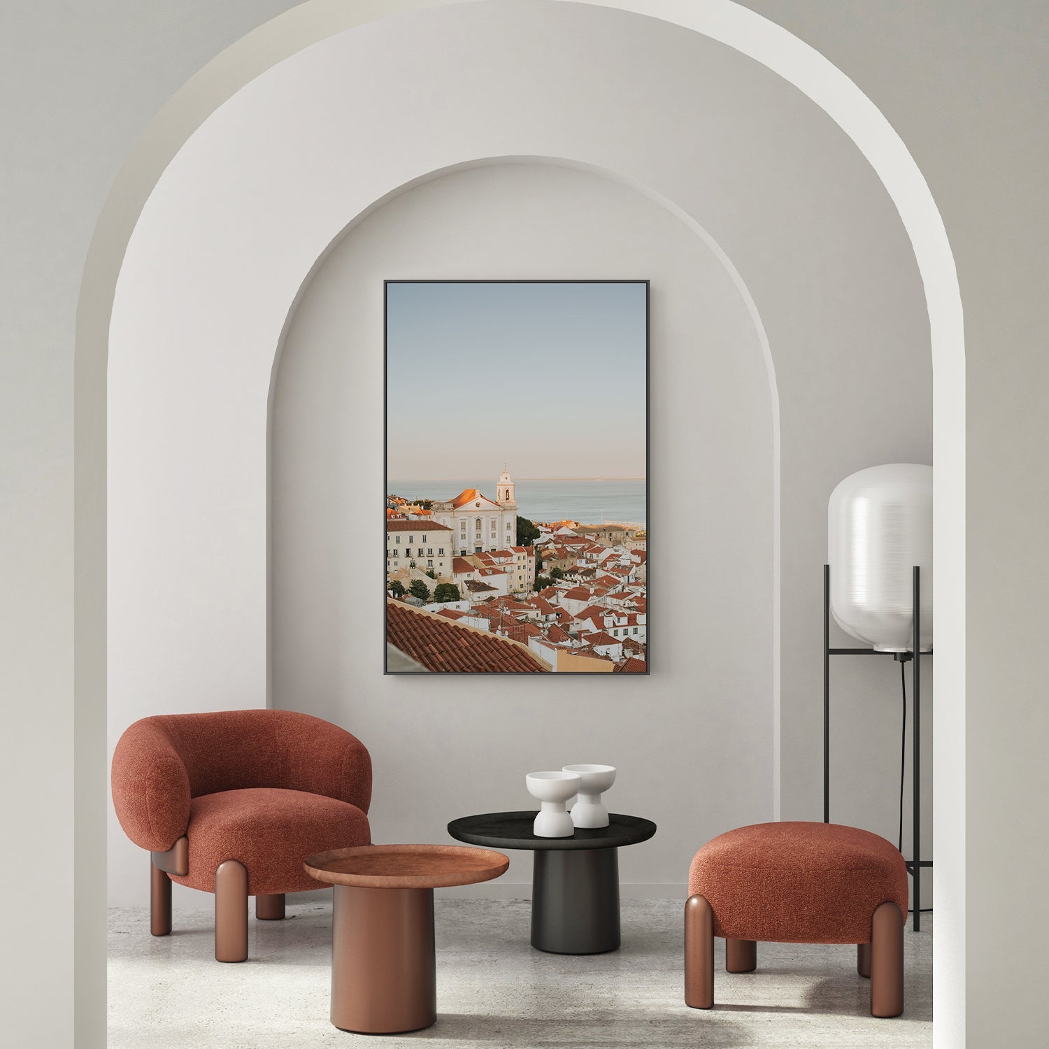 wall-art-print-canvas-poster-framed-Lisbon Rooftop Cityscape, Style A , By Hello Twiggs-7