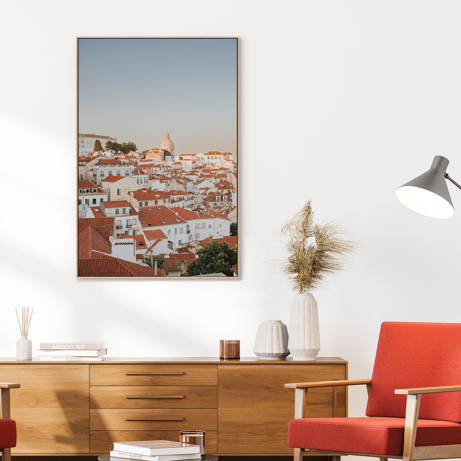 wall-art-print-canvas-poster-framed-Lisbon Rooftop Cityscape, Style B , By Hello Twiggs-2