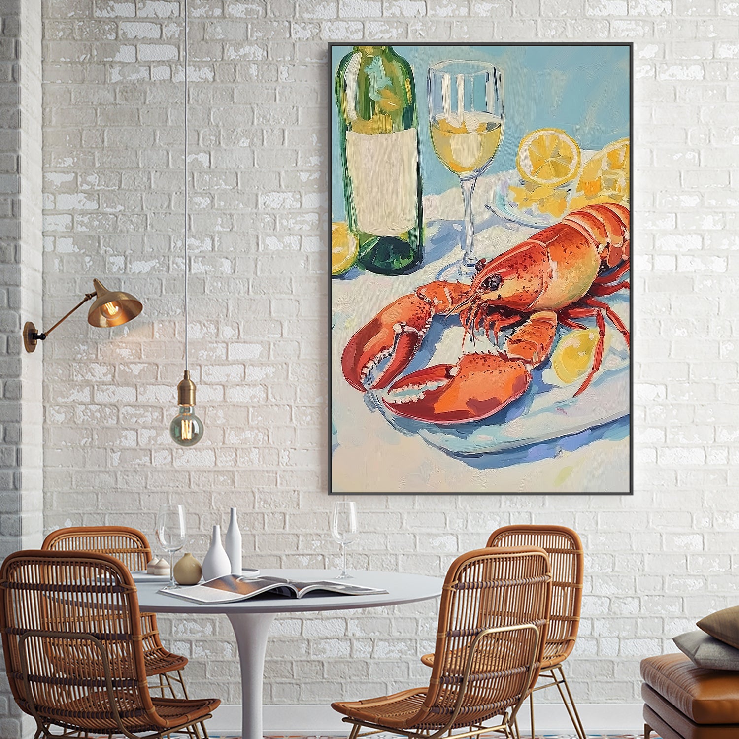 wall-art-print-canvas-poster-framed-Lobster and Wine Still Life , By Melloi Art Prints-7