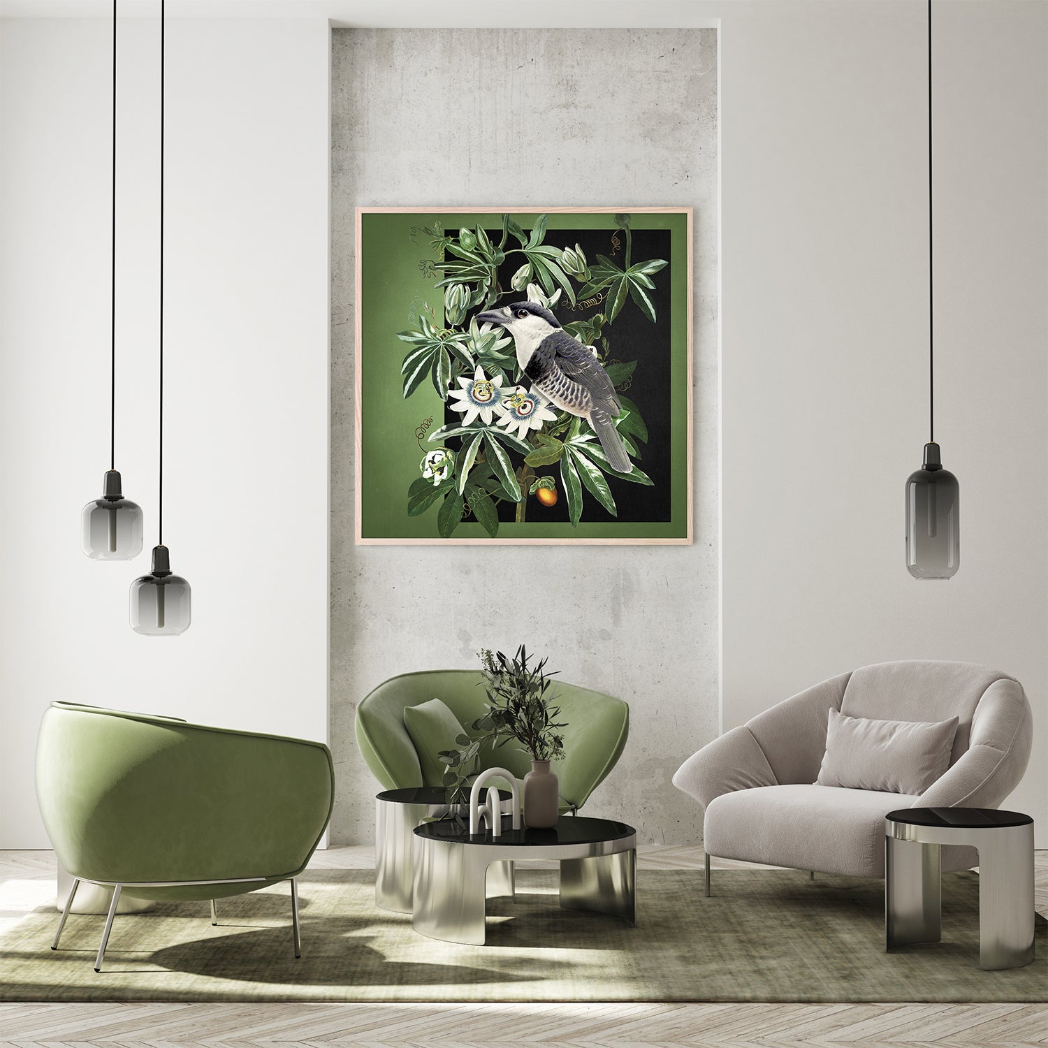 wall-art-print-canvas-poster-framed-Loiseau Et La Passiflore-9