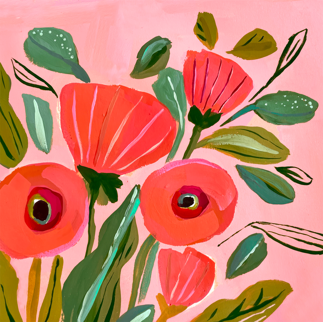 wall-art-print-canvas-poster-framed-Loose Poppies , By Kelly Angelovic-1