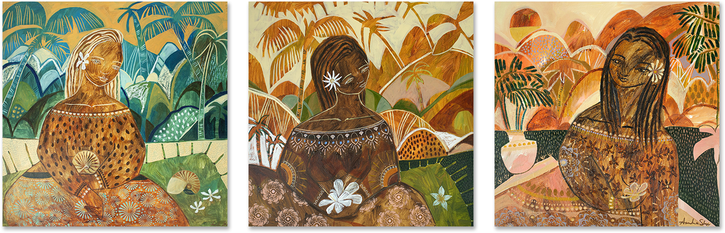 wall-art-print-canvas-poster-framed-Luana Kailani Miliani, Set Of 3 , By Amanda Skye-1