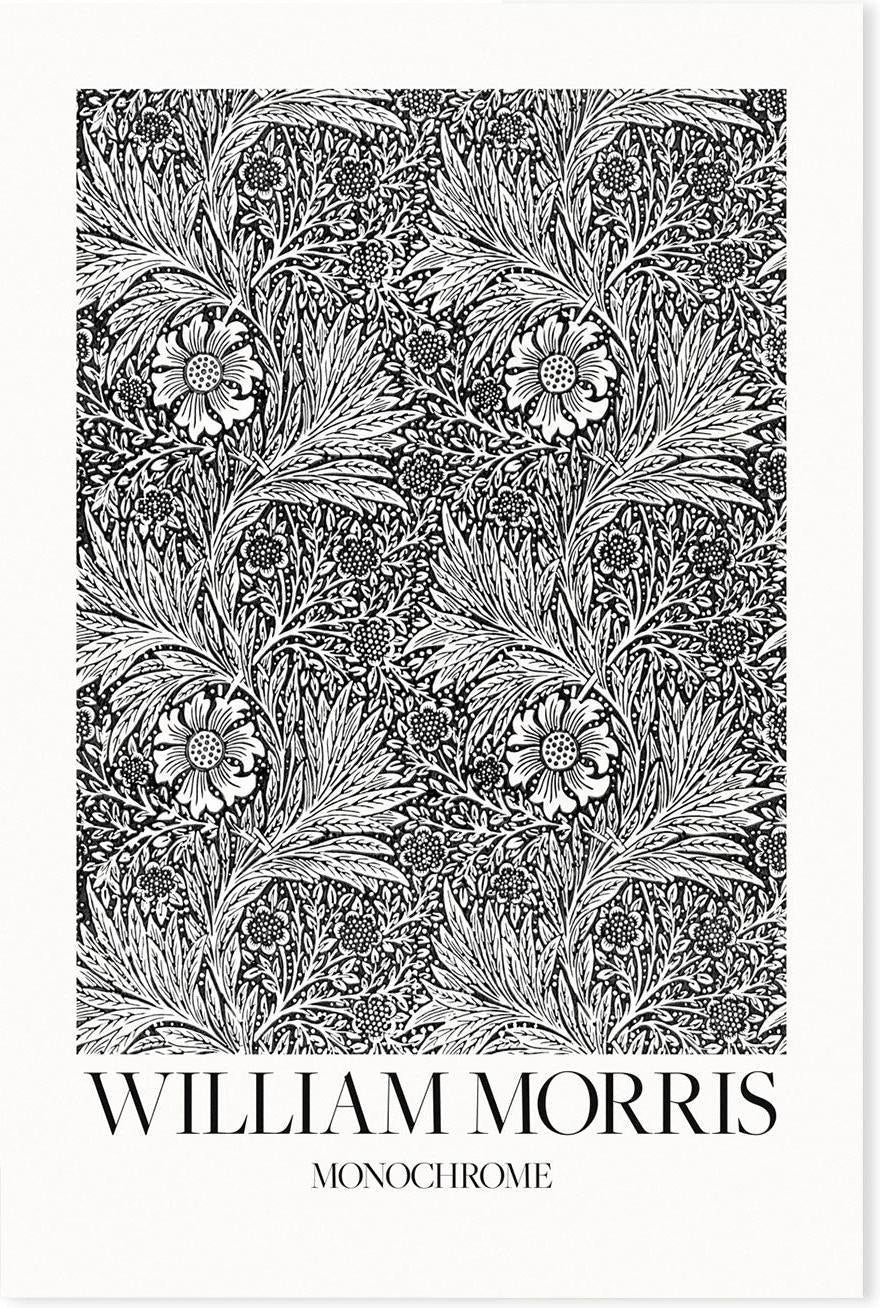 wall-art-print-canvas-poster-framed-Marigold Monochrome , By William Morris-GIOIA-WALL-ART