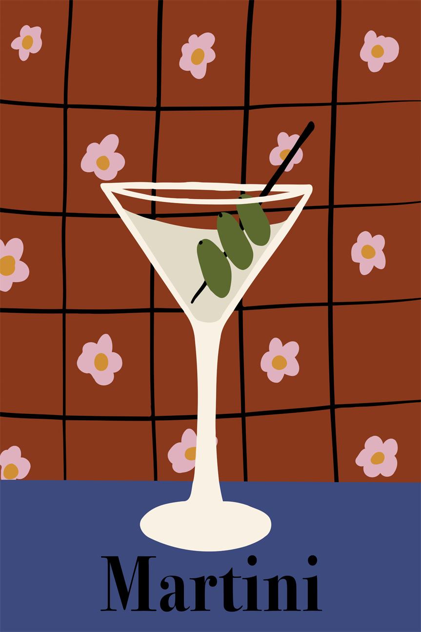Martini , By Miho Art Studio,Wall Art Canvas Print, Poster,Range of
