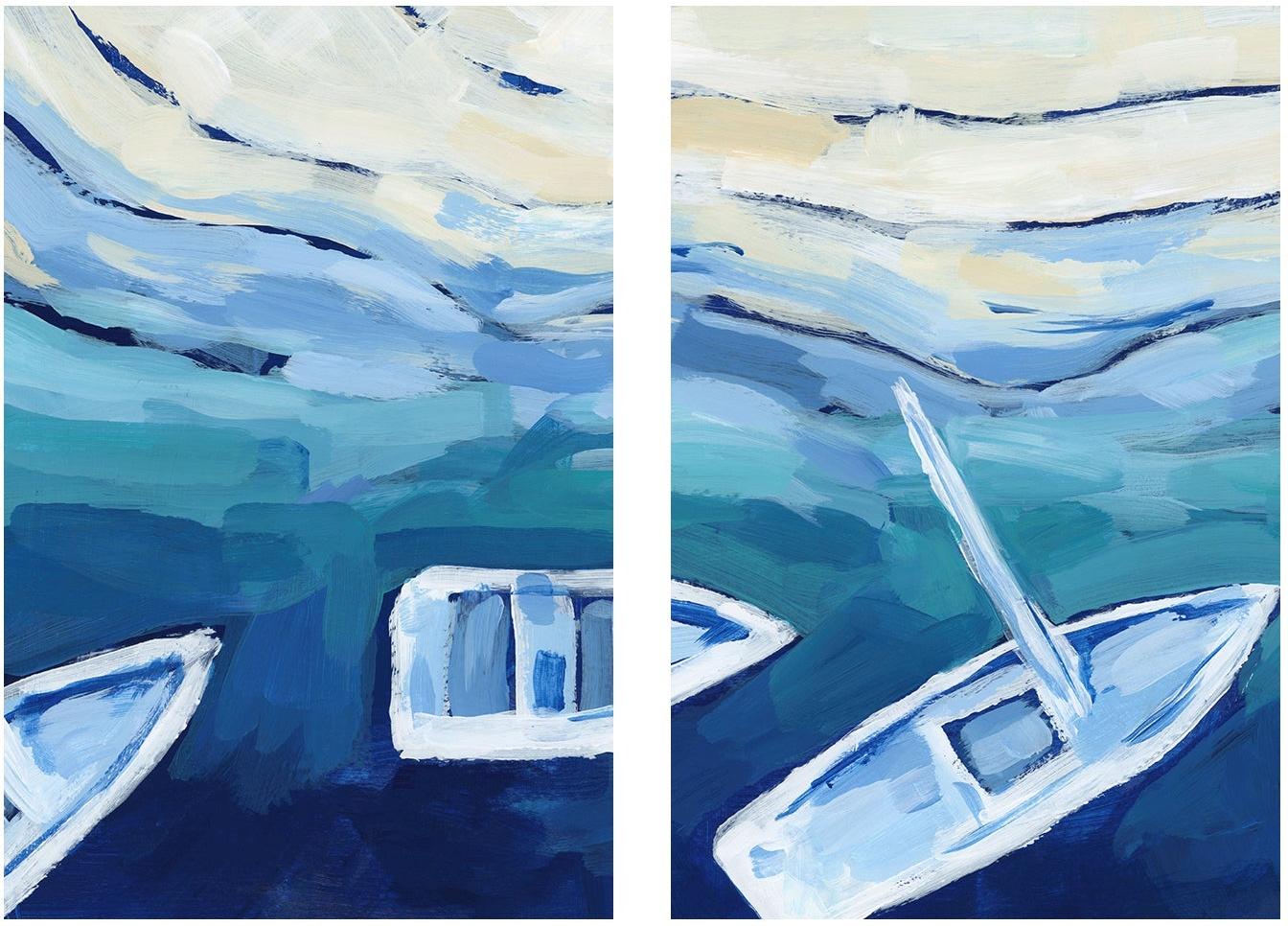 wall-art-print-canvas-poster-framed-Mediterranean Sailboat , Style A & B , Set Of 2 , By Jetty Home-1