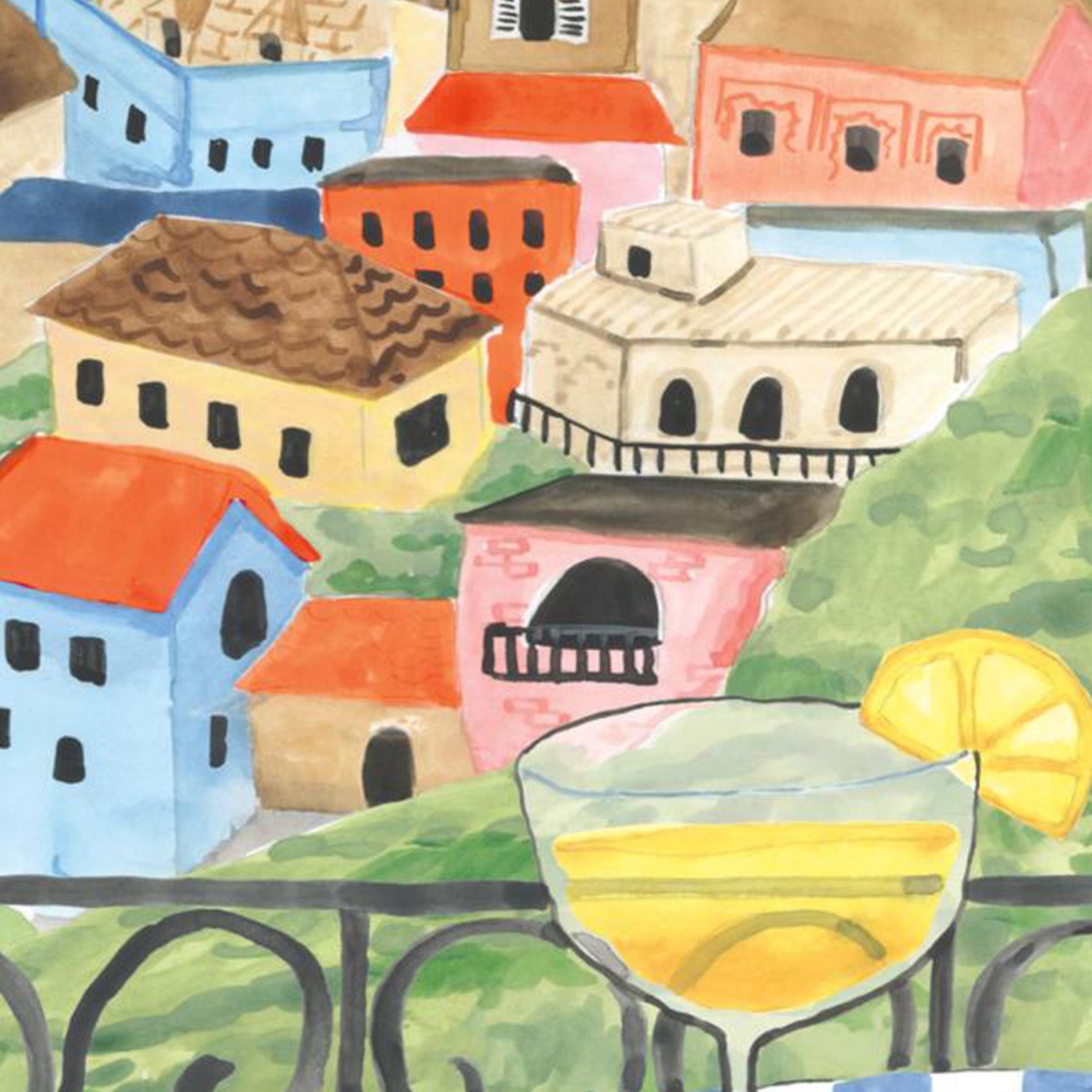 wall-art-print-canvas-poster-framed-Mediterranean View Crop, Style A-11