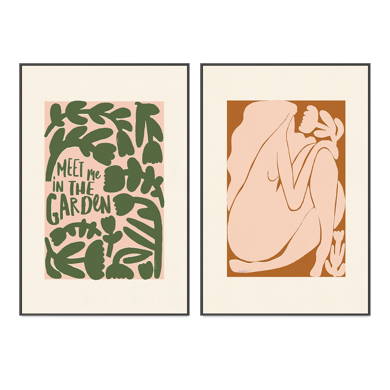 wall-art-print-canvas-poster-framed-Meet Me In The Garden, Style A & B, Set Of 2 , By Andelle Art-3