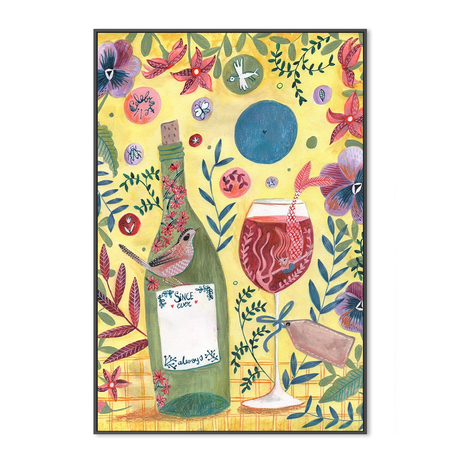 wall-art-print-canvas-poster-framed-Mermaid Wine-3