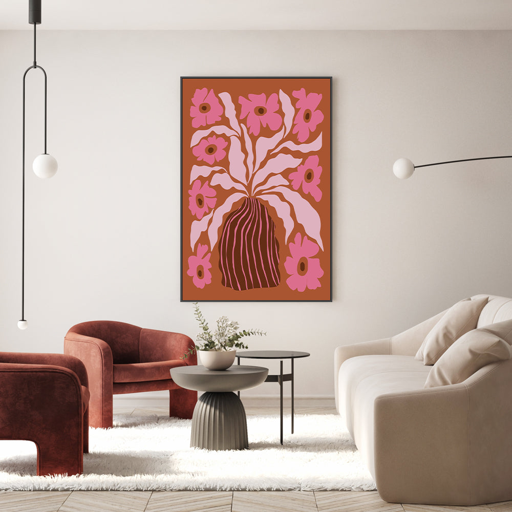 wall-art-print-canvas-poster-framed-Mid Century Blooming Pot , By Miho Art Studio-2