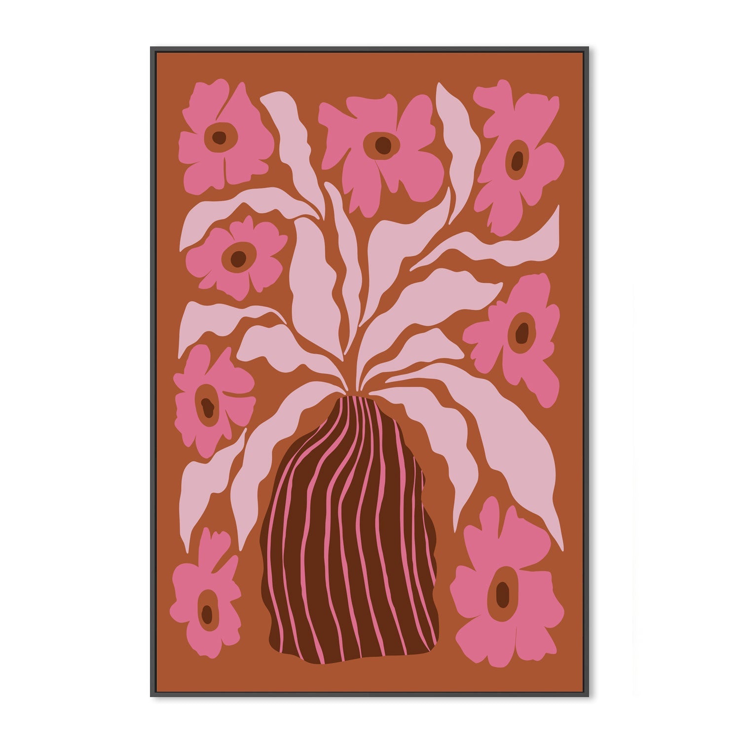 wall-art-print-canvas-poster-framed-Mid Century Blooming Pot , By Miho Art Studio-3