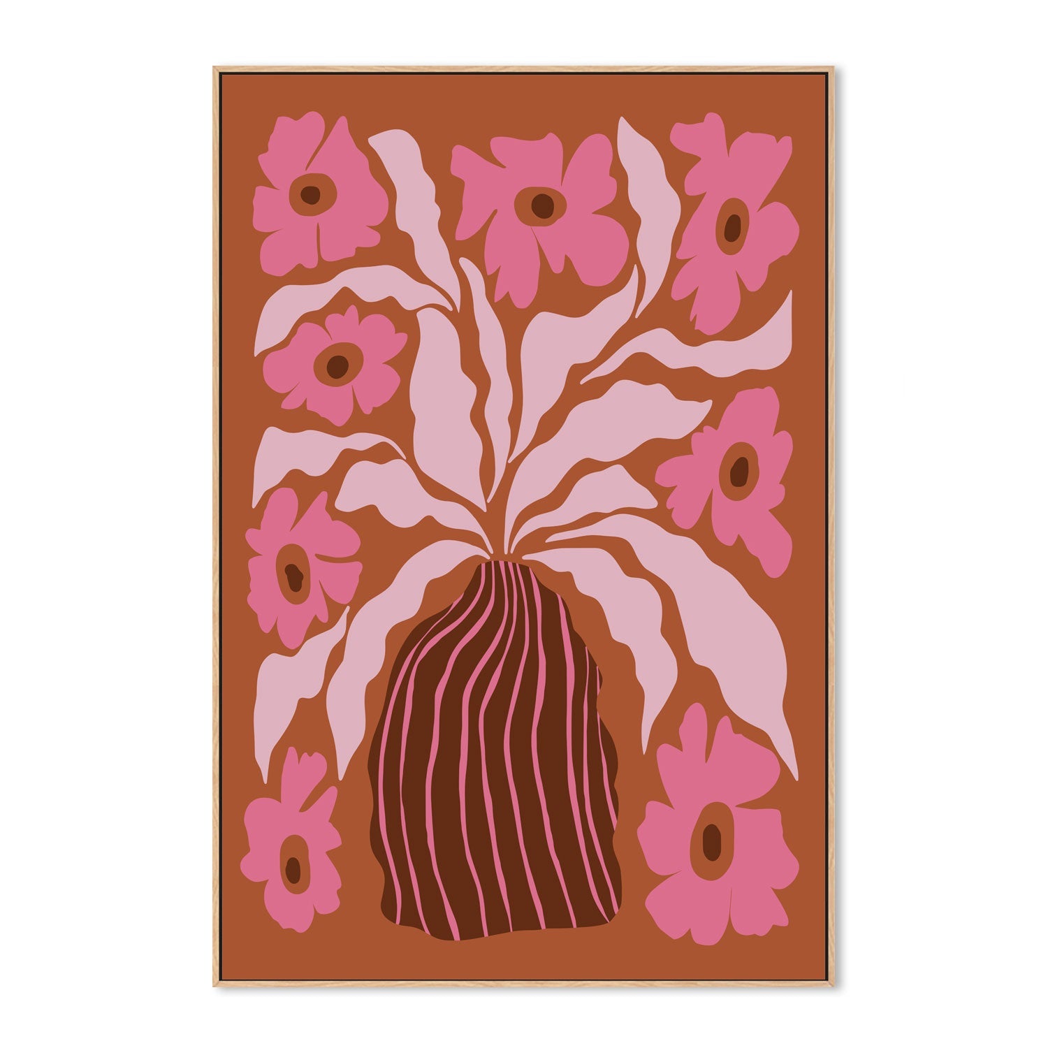 wall-art-print-canvas-poster-framed-Mid Century Blooming Pot , By Miho Art Studio-4
