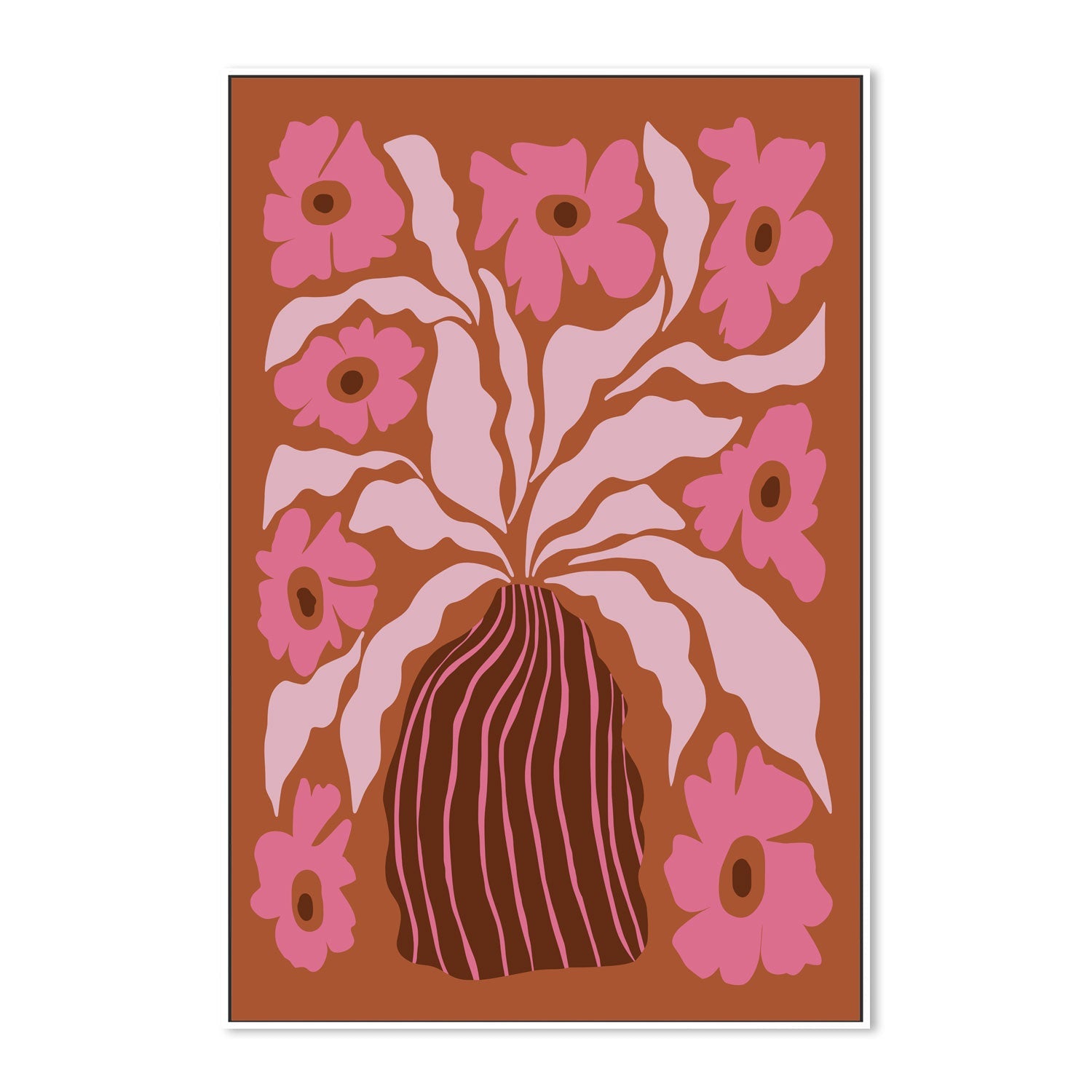 wall-art-print-canvas-poster-framed-Mid Century Blooming Pot , By Miho Art Studio-5