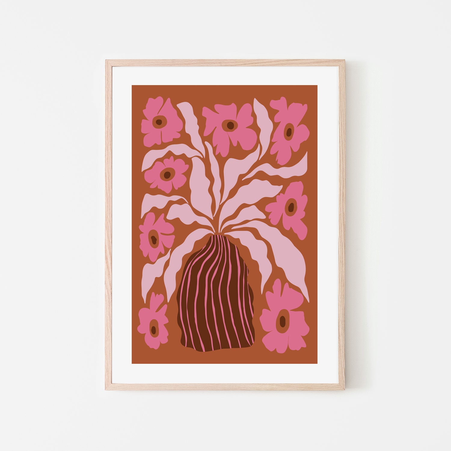 wall-art-print-canvas-poster-framed-Mid Century Blooming Pot , By Miho Art Studio-6