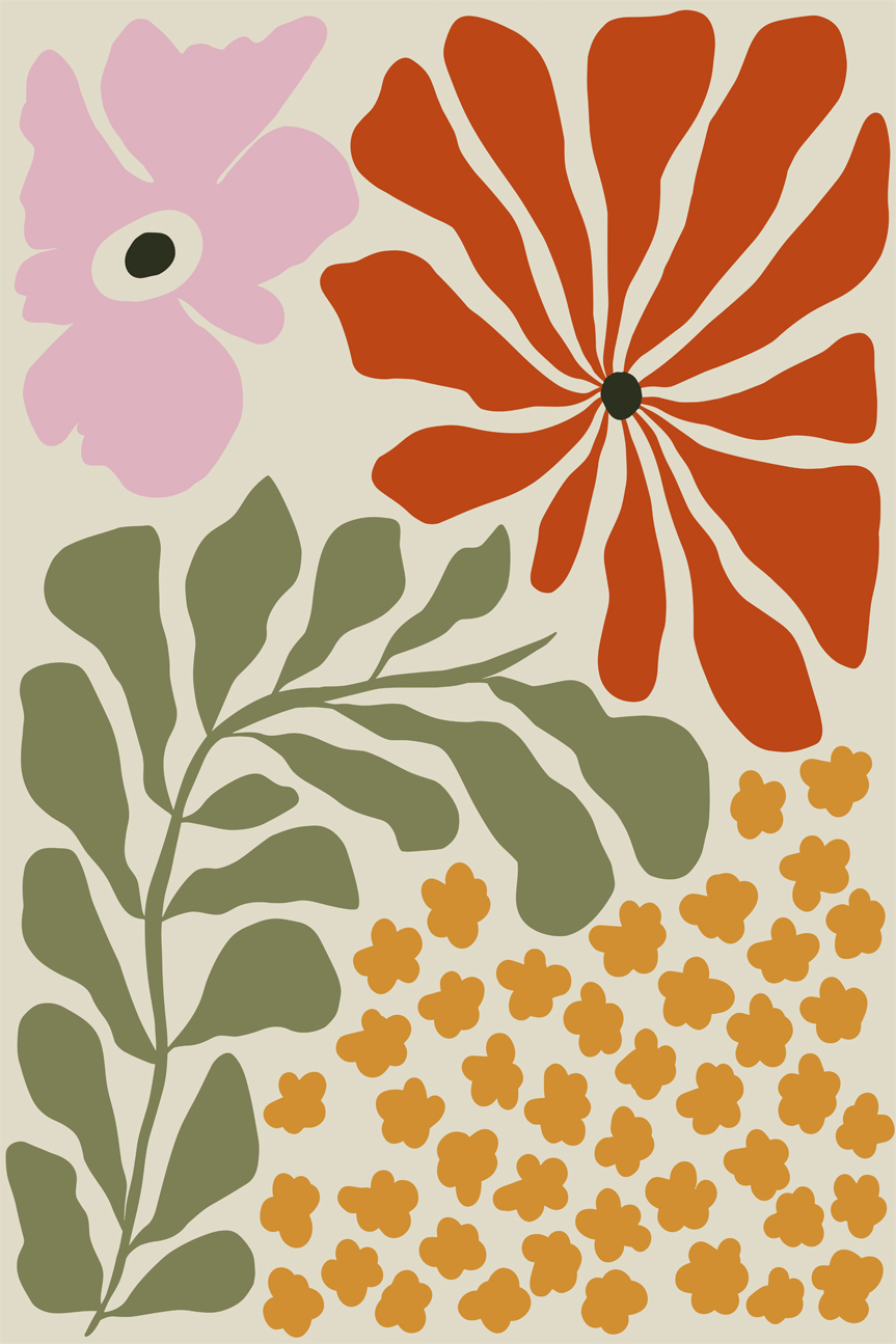 wall-art-print-canvas-poster-framed-Mid-Century Blossom , By Miho Art Studio-1