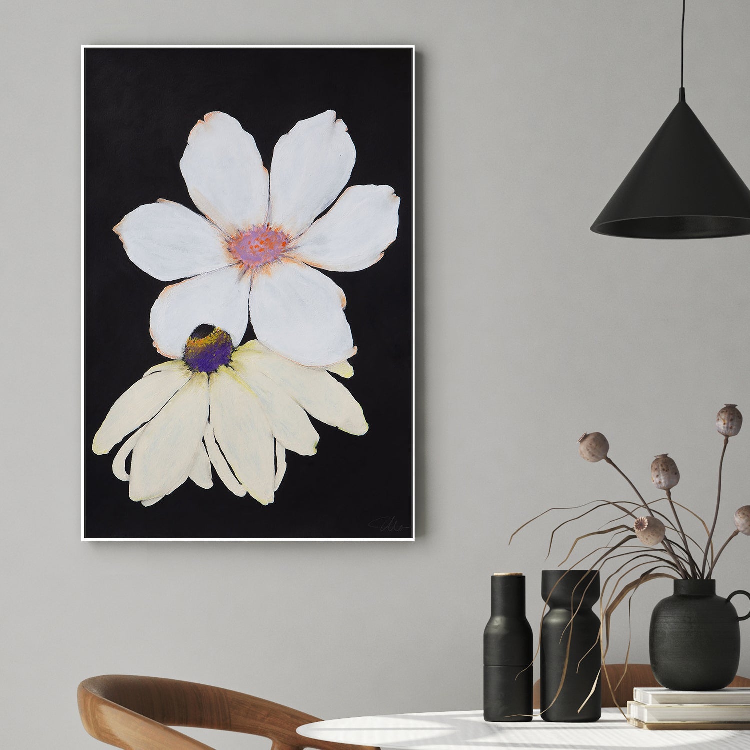 wall-art-print-canvas-poster-framed-Midnight Florals, Style A , By Filippoloco-2