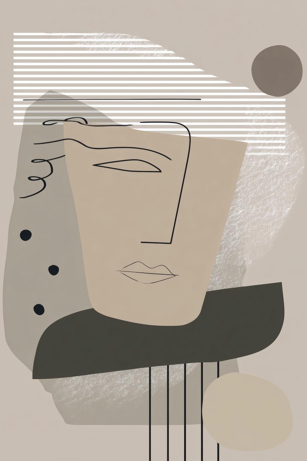 wall-art-print-canvas-poster-framed-Minimalist Abstract Face-1