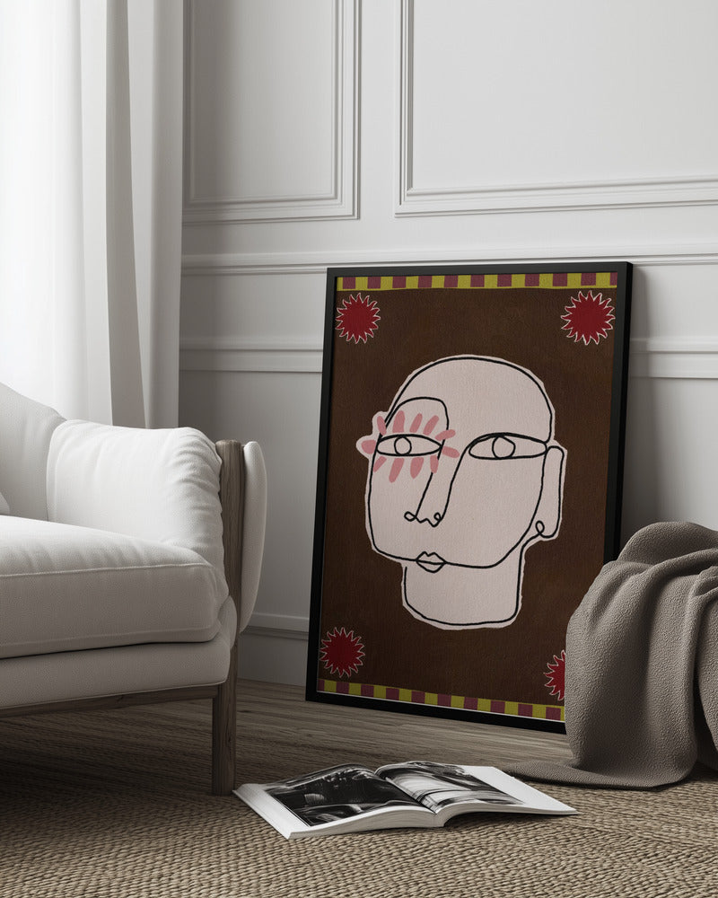 wall-art-print-canvas-poster-framed-Minimalist Line Drawing Of A Face-10