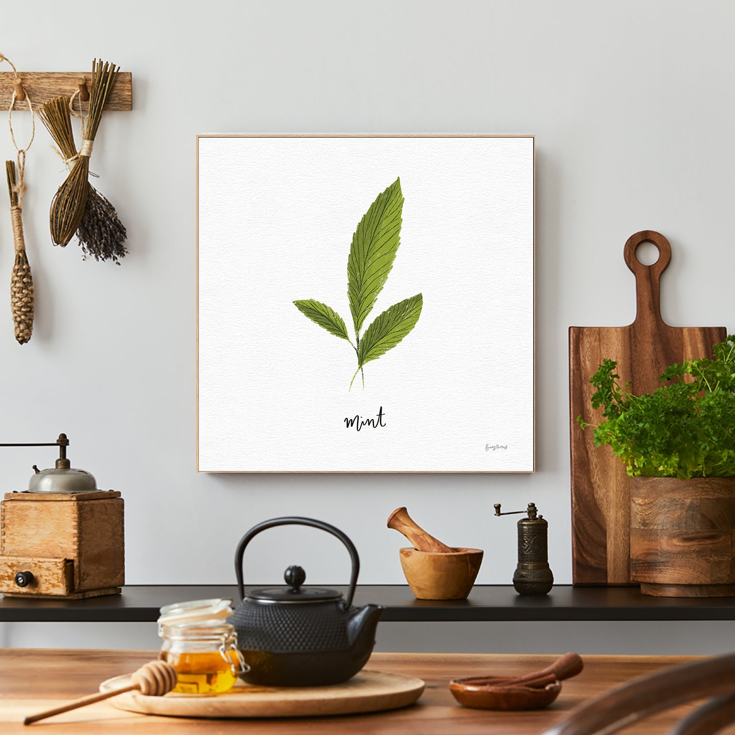 wall-art-print-canvas-poster-framed-Mint Herbs White, Style F , By Becky Thorns-7