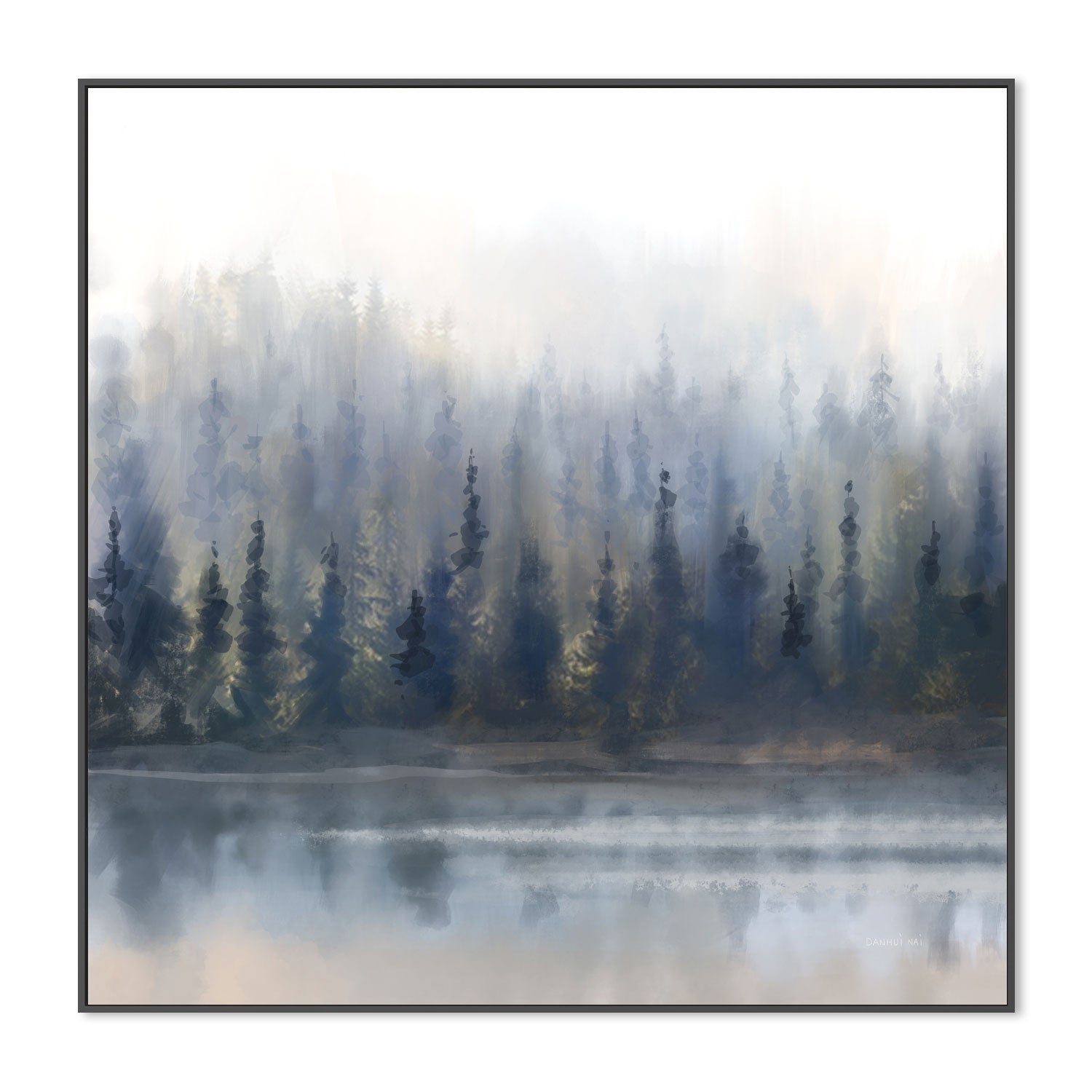 wall-art-print-canvas-poster-framed-Misty Forest in Gray and Gold , By Danhui Nai-3