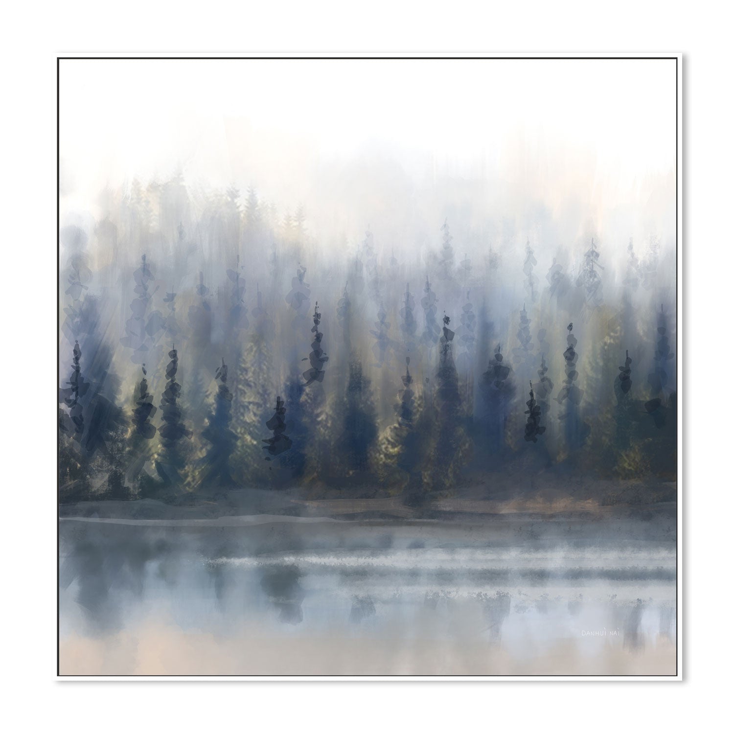 wall-art-print-canvas-poster-framed-Misty Forest in Gray and Gold , By Danhui Nai-5