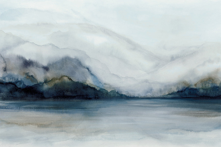 Misty Mountains Over Calm Wat...|Canvas Wall Art Print,Poster Print