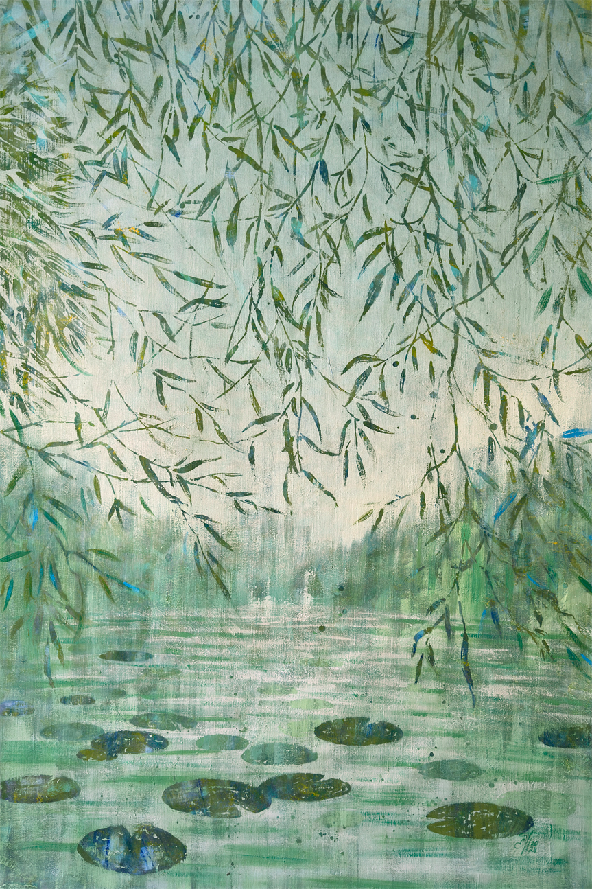 wall-art-print-canvas-poster-framed-Misty Willow Pond , By Ekaterina Prisich-1