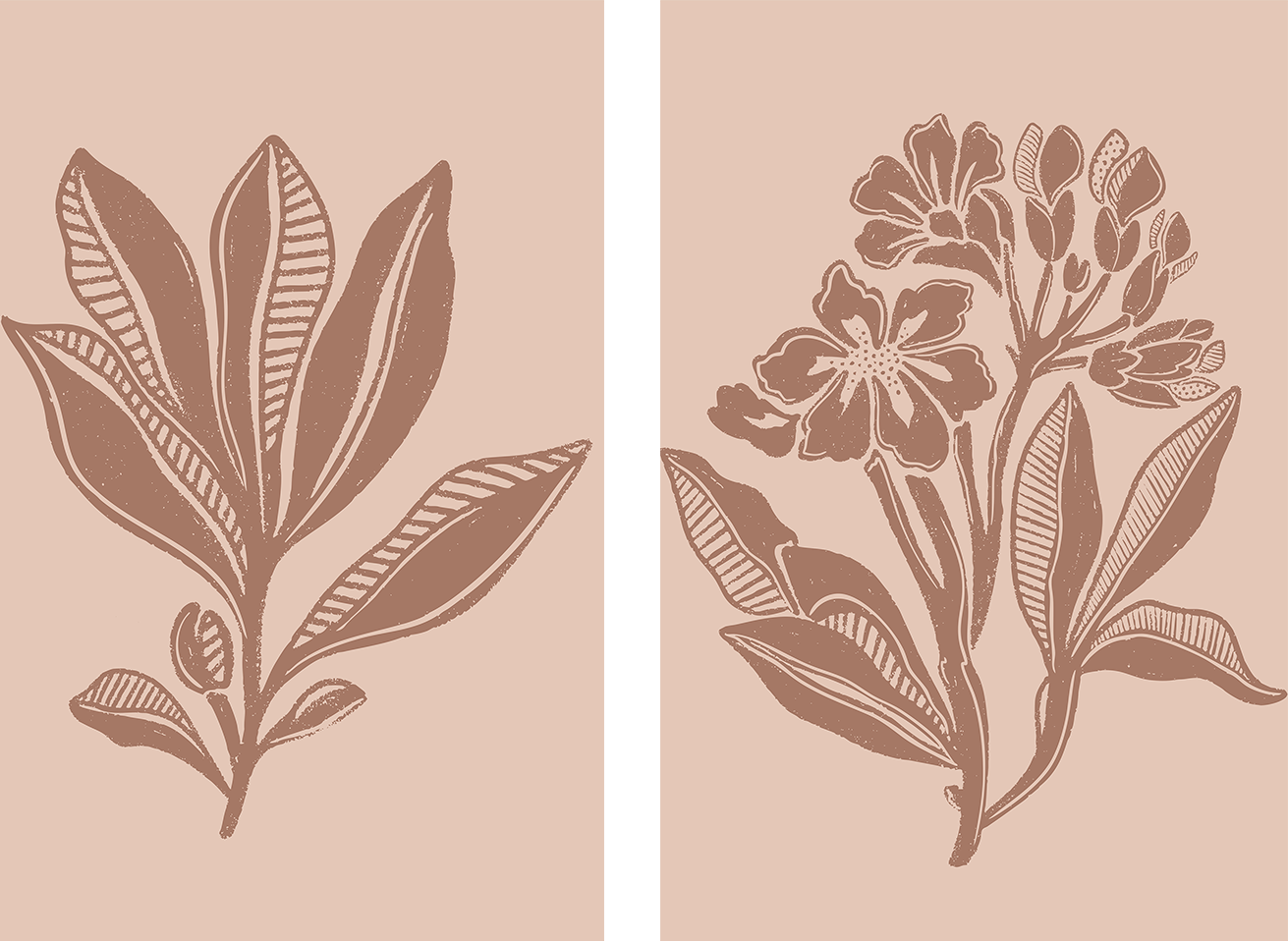 wall-art-print-canvas-poster-framed-Mocha Foliage & Mocha Florals, Set Of 2 , By Nikita Jariwala-1
