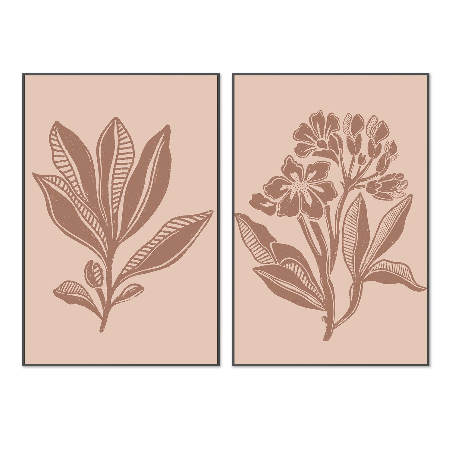 wall-art-print-canvas-poster-framed-Mocha Foliage & Mocha Florals, Set Of 2 , By Nikita Jariwala-3