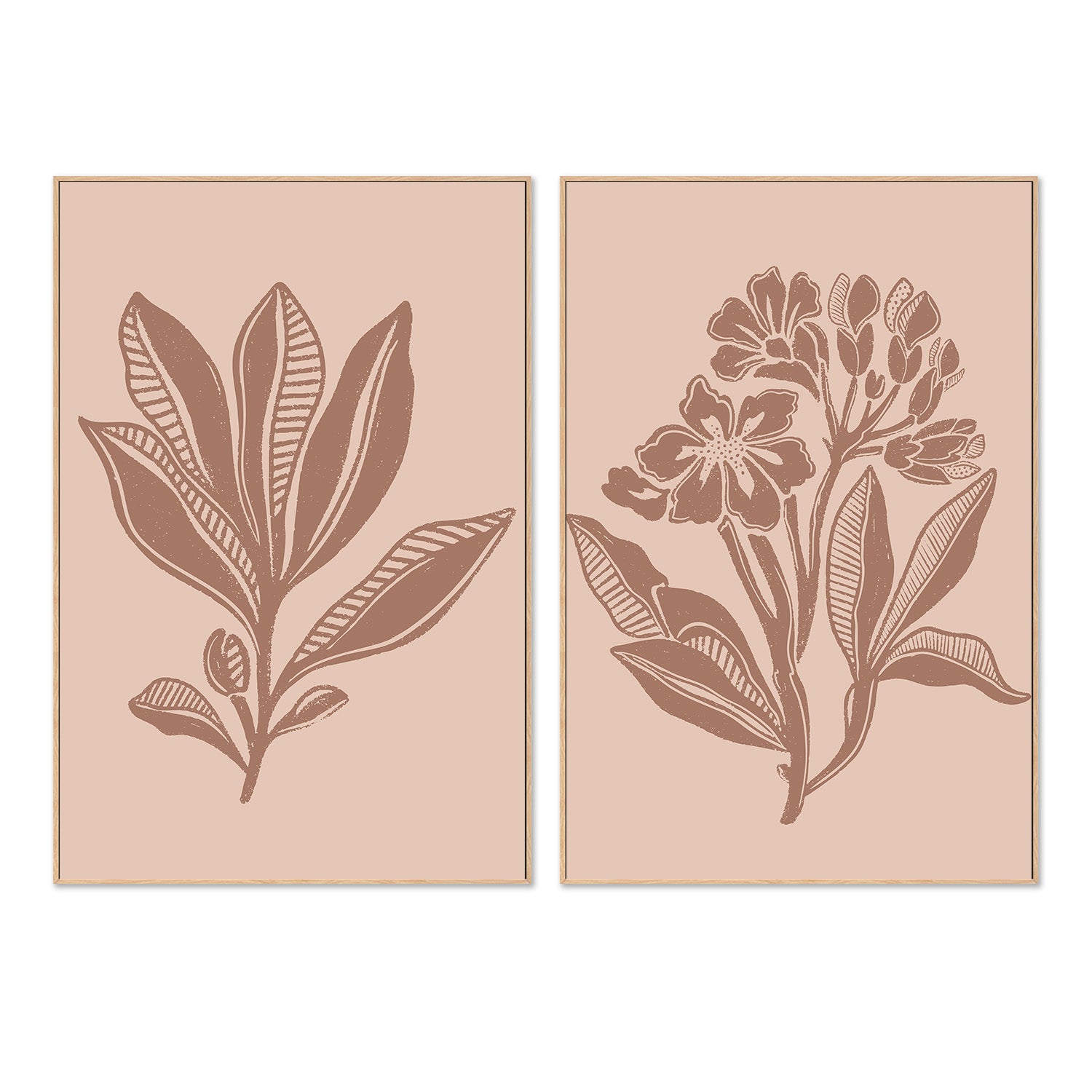wall-art-print-canvas-poster-framed-Mocha Foliage & Mocha Florals, Set Of 2 , By Nikita Jariwala-4