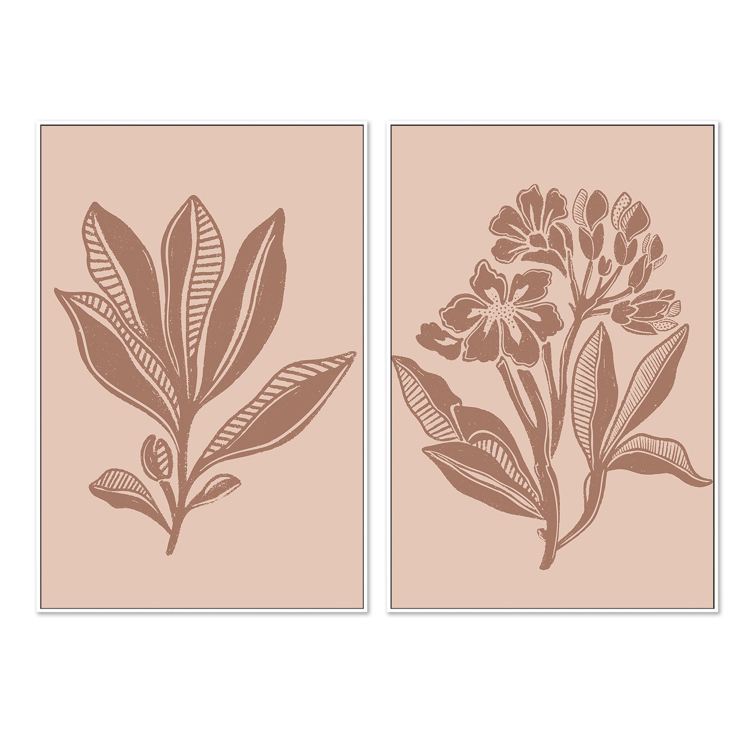 wall-art-print-canvas-poster-framed-Mocha Foliage & Mocha Florals, Set Of 2 , By Nikita Jariwala-5