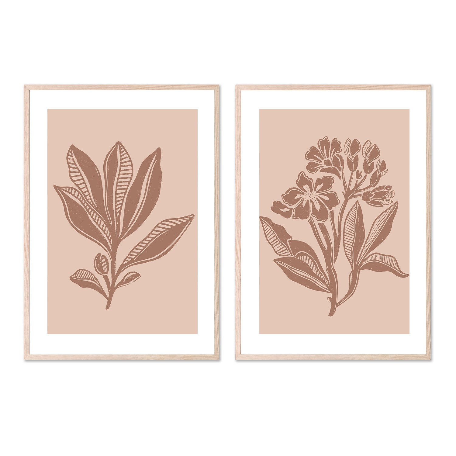 wall-art-print-canvas-poster-framed-Mocha Foliage & Mocha Florals, Set Of 2 , By Nikita Jariwala-6