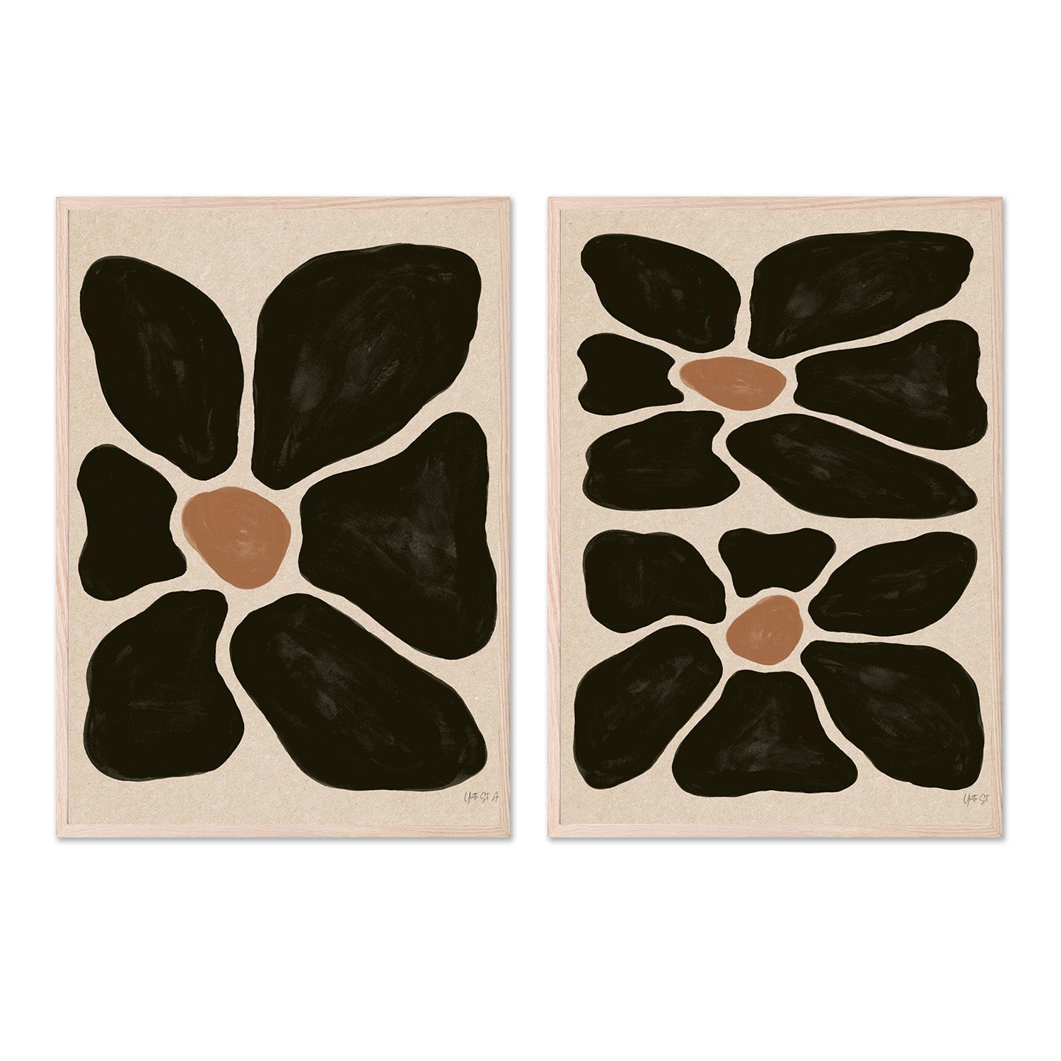 wall-art-print-canvas-poster-framed-Mod Floral, Style A & B, Set Of 2-6