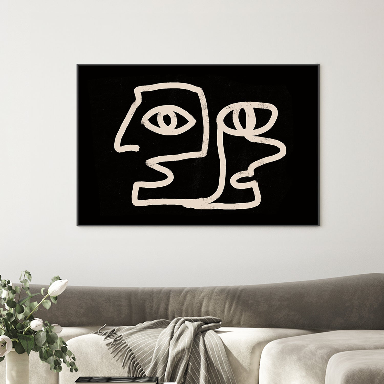 wall-art-print-canvas-poster-framed-Monochrome Abstract Mask , By Sharyn Bursic-2