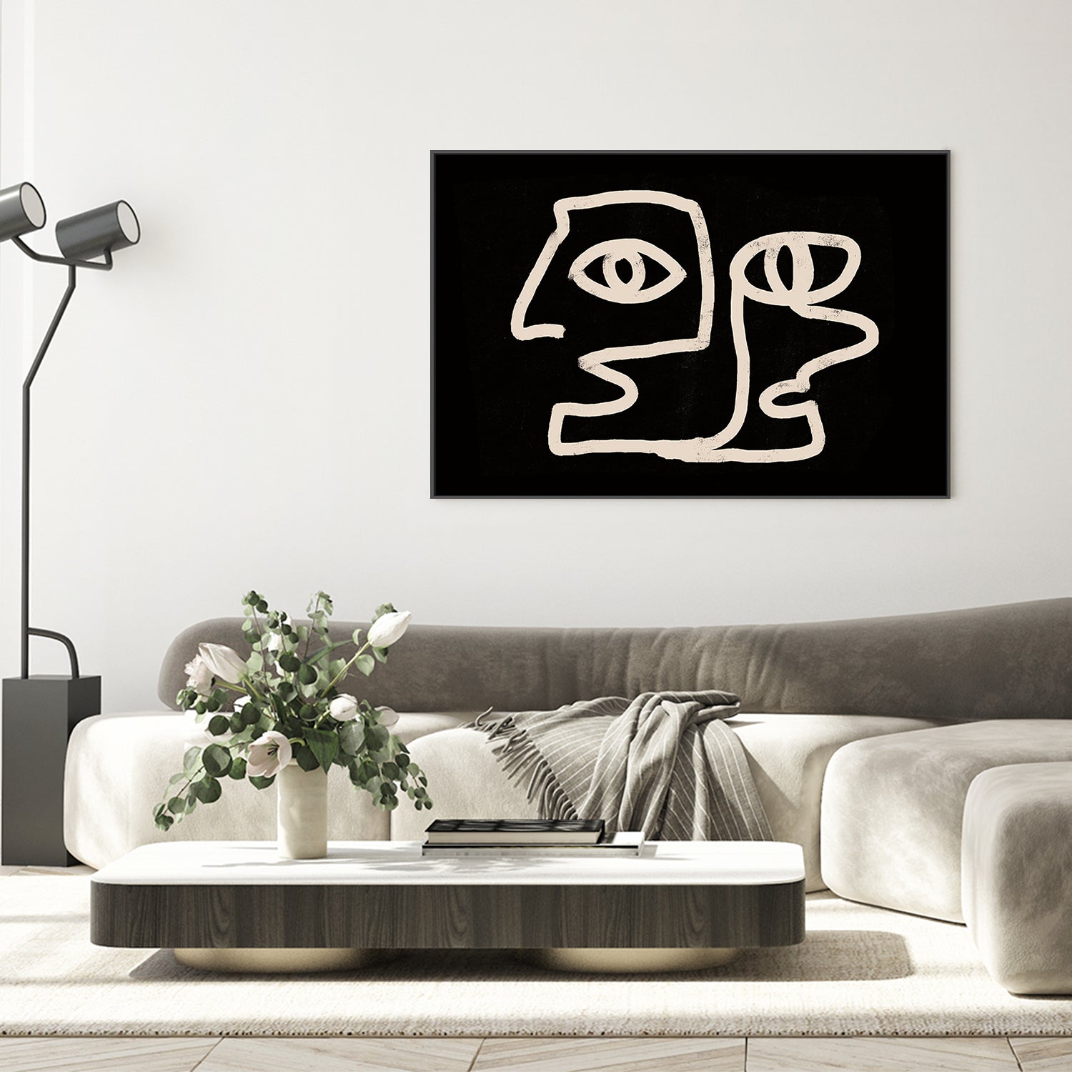 wall-art-print-canvas-poster-framed-Monochrome Abstract Mask , By Sharyn Bursic-7