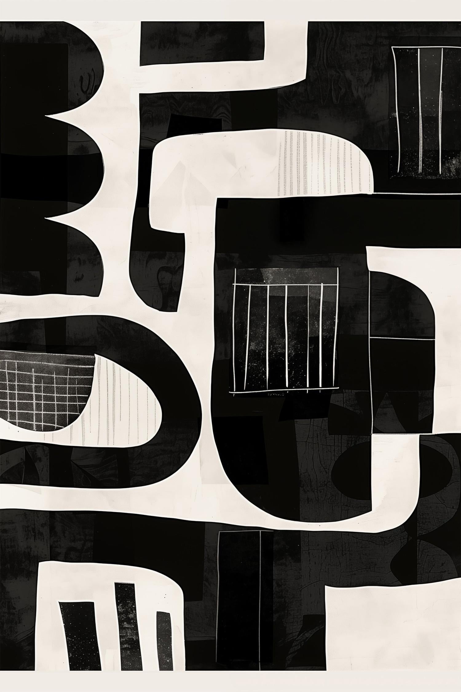 wall-art-print-canvas-poster-framed-Monochrome Abstract, Style B-1