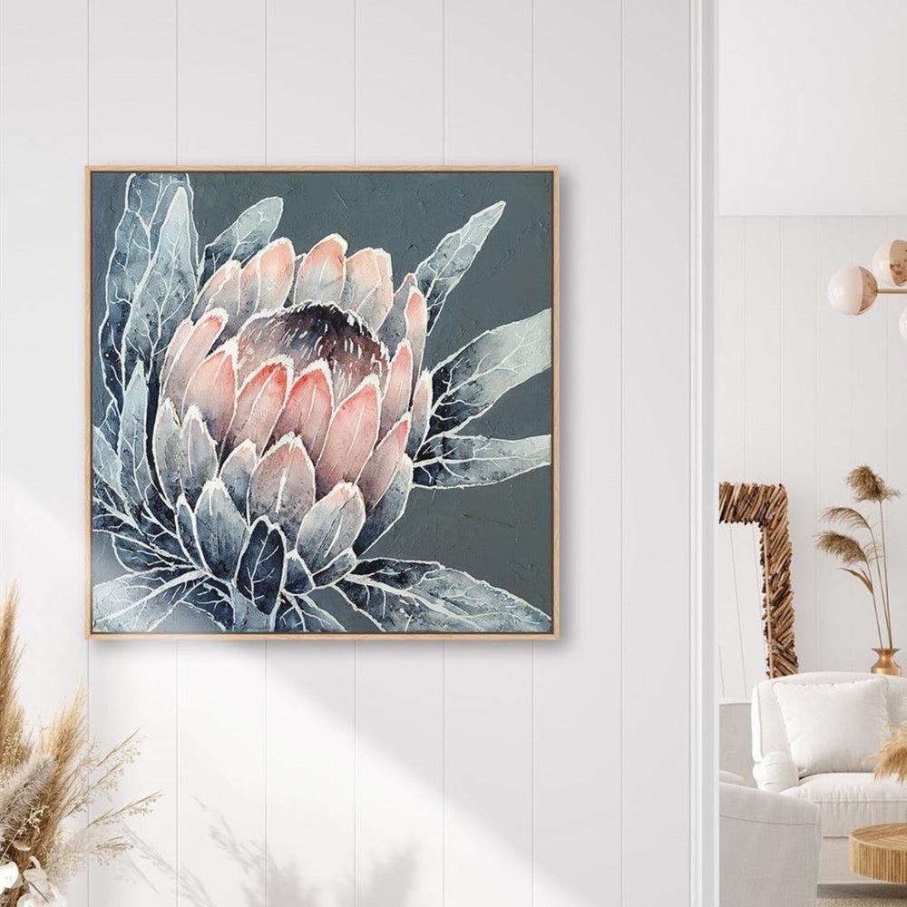 wall-art-print-canvas-poster-framed-Monochrome Protea-by-Ekaterina Prisich-Gioia Wall Art