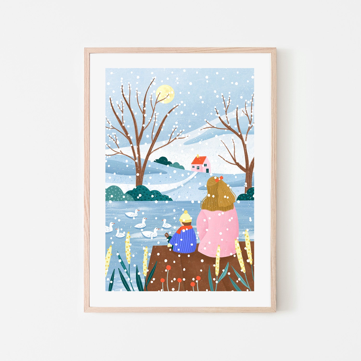 wall-art-print-canvas-poster-framed-Mother and Child At Winter Lake-6