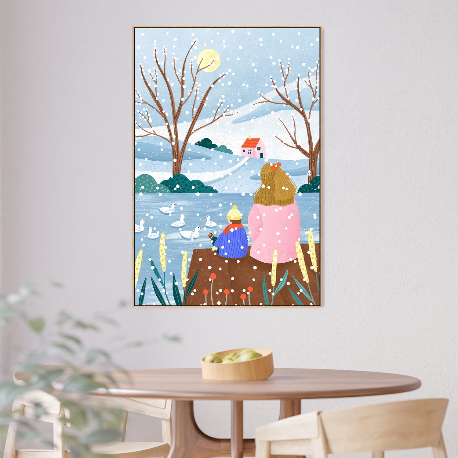wall-art-print-canvas-poster-framed-Mother and Child At Winter Lake-7